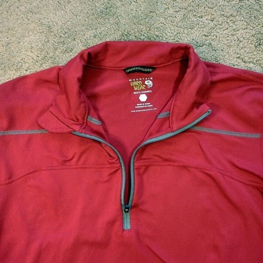 Mountain Hardwear Pullover 1/4 Zip Fleece Mens Medium Red Hiking‎ Camp Gorpcore - Picture 3 of 7